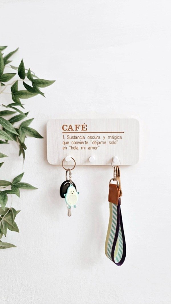 Portallaves de Madera Café Blanco