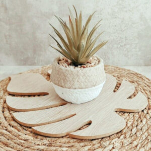 Hoja Tropical Grande de Madera Blanco Claro